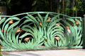 Artistic gate with golden heliconias
