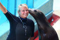 Sea lion with trainer at Sea Life Park