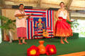 Hula performance in Hawaiian village at Polynesian Cultural Center. Laie, HI.
