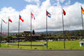 Circle of Flags at entrance of Brigham Young University - Hawaii Campus. Laie, HI.