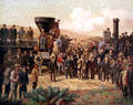 Promontory Summit last spike ceremony painting by George Ottinger at Union Pacific Railroad Museum. Council Bluffs, IA.