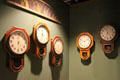 Railroad depot wall clocks at Union Pacific Railroad Museum. Council Bluffs, IA.