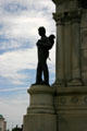 Solider with backpack on Civil War Monument at Iowa State Capitol. Des Moines, IA.