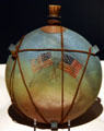 Painted Civil War canteen of James M. Cooper at Historical Museum of Iowa. Des Moines, IA.