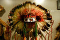 Native American feather headdress decorated with glass beads, felt & fur at Historical Museum of Iowa. Des Moines, IA.