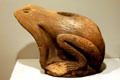Native American carved stone pipe in shape of frog at Historical Museum of Iowa. Des Moines, IA.