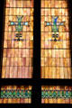 Stained glass windows details from interior of Merchants' National Bank. Grinnell, IA.