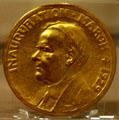 Herbert Hoover Inauguration gold medal at Hoover Museum. West Branch, IA.