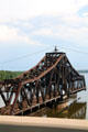 Union Pacific railroad swing bridge over Mississippi River. Clinton, IA.