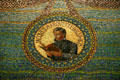 Mosaic portrait of Pere Jacques Marquette Jesuit Catholic priest & explorer of rivers of New France in Marquette Building. Chicago, IL.