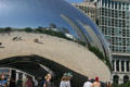 Cloud Gate sculpture in Millennium Park mirrors an ever-changing image. Chicago, IL.