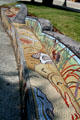 Wavy mosaic art bench in Navy Pier Park. Chicago, IL.
