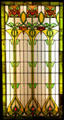 Stained glass window with Art Nouveau flowering bulbs at Stained Glass Museum. Chicago, IL.