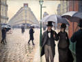 Paris Street; Rainy Day painting by Gustave Caillebotte at Art Institute of Chicago. Chicago, IL.