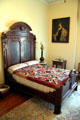 Elizabeth's bedroom with crazy quilt at Benjamin Harrison Presidential Site. Indianapolis, IN.
