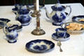 Blue flow table setting from Harrison's Ohio house at Grouseland. Vincennes, IN.