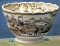 Campaign log cabin bowl with W.H. Harrison portraits inside at Grouseland. Vincennes, IN.