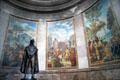 Statue of George Rogers Clark ringed by murals by Ezra Winter depicting his Revolutionary War epic which secured the American frontier & protected American states from invasion from the West. Vincennes, IN.