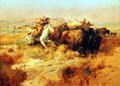 Indian Buffalo Hunt painting by Charles M. Russell at Wichita Art Museum. Wichita, KS.