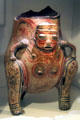Ceramic tripod vessel with human face from Costa Rica at Wichita Art Museum. Wichita, KS.