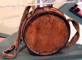 Wooden canteen with canvas strap at Sedgwick County Historical Museum. Wichita, KS