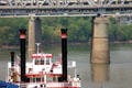 Steamboat stacks on Ohio River. Covington, KY.