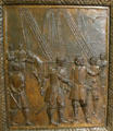 Bienville halts the English at English Turn bronze door panel in Louisiana State Capitol. Baton Rouge, LA.