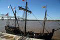 Replica of Columbus's ship Nina docked on Mississippi River at Veterans Memorial Museum. Baton Rouge, LA.