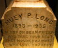 Huey P. Long tombstone used until his body reburied in State Capitol lawn at Louisiana State Museum. Baton Rouge, LA.