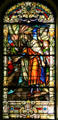 King Louis IX leaves on 7th crusade by German stained glass Oidtmann studios in St Louis Cathedral. New Orleans, LA.