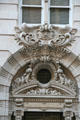 Rococo-style decoration over door of Norman Mayer Memorial Building. New Orleans, LA.