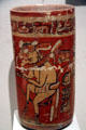 Maya culture terracotta beaker with dancing death figures from Guatemala at New Orleans Museum of Art. New Orleans, LA.
