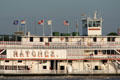 Three decks of steamboat Natchez on Mississippi River. New Orleans, LA.