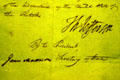 Signatures of Thomas Jefferson, President & James Madison, Secretary of State on document naming members of Orleans Territorial Legislature at Destrehan Plantation. Destrehan, LA.