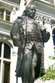 Statue of Ben Franklin outside of Old City Hall on site of first American Public School which Franklin attended. Boston, MA.