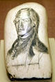 Scrimshaw portrait of Alexander Hamilton in JFK Library. Boston, MA