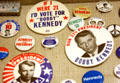 Robert "Bobby" Kennedy 1968 Presidential campaign buttons in JFK Library. Boston, MA.