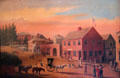 Old Four Corners of New Bedford in 1808 painting by William A. Wall at Rotch-Jones-Duff House. New Bedford, MA.