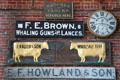 Antique whaling industry signs at New Bedford Whaling Museum. New Bedford, MA.