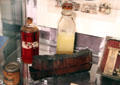 Whale oil products like soap, shoe paste, lamp oil, candles at New Bedford Whaling Museum. New Bedford, MA.