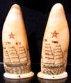 Scrimshaw sailing ships at New Bedford Whaling Museum. New Bedford, MA.