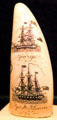 Scrimshaw American sailing ships George & York Town at New Bedford Whaling Museum. New Bedford, MA.