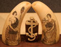 Scrimshaw figures of liberty & justice at New Bedford Whaling Museum. New Bedford, MA