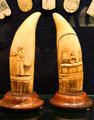 Whales teeth carved with bar scenes at New Bedford Whaling Museum. New Bedford, MA.