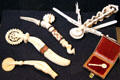 Pie crimpers of whale ivory to seal pie crusts tops to bottoms at New Bedford Whaling Museum. New Bedford, MA.