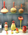 Peachblow & Burmese glass vases & pitchers by Mount Washington Glass Co. of New Bedford at New Bedford Whaling Museum. New Bedford, MA.