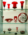 Collection of ruby glass made by Pairpoint in New Bedford at New Bedford Whaling Museum. MA.
