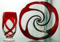 Ruby glass swirl overlay by Pairpoint in New Bedford at New Bedford Whaling Museum. New Bedford, MA.