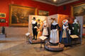 Gallery of Pilgrim paintings & dress at Pilgrim Hall Museum. Plymouth, MA.