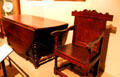 Gateleg table & Wainscot joined chair attrib. to Kenelm Winslow both made in MA at Pilgrim Hall Museum. Plymouth, MA.